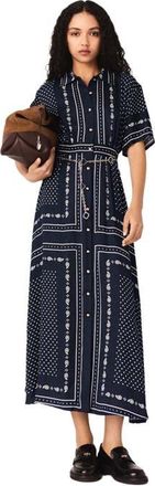 Maje Flowy patterned maxi dress in Navy Dot Bandana Print at Nordstrom, Size 40 Eu