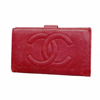 Chanel Bordeaux Grained Calfskin Long Wallet (Bi-Fold) (Pre-Owned)