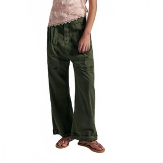 Free People Clover Dropped Low-Rise Trouser In Green