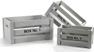 Trade Shop Trade Shop - Set 3 Cassette Box Scatole In Legno Decorate 16/14/10cm Colori Assortiti 763700
