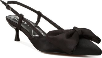 London Rag Okshak Satin Bow Slingback Pump in Black at Nordstrom Rack, Size 6
