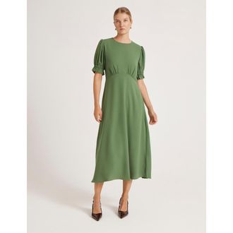 Finery Mela Chiffon Midi Tea Dress in Green at Nordstrom, Size 12