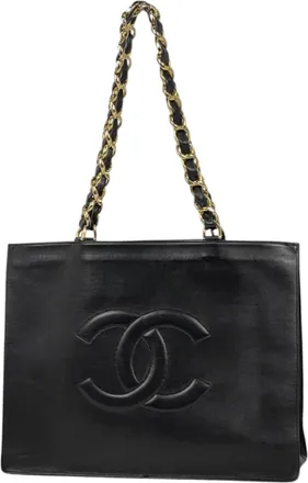 Chanel Black Leather Tote Bag (Pre-Owned)