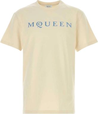 Alexander McQueen Flocked Logo T-shirt - Heren - T-shirts - Geel - L - Katoen - Tops