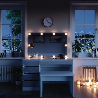 Vicco Tocador Sherry, Blanco, 120 Cm Con Iluminaci&oacute;n Led Y Banco