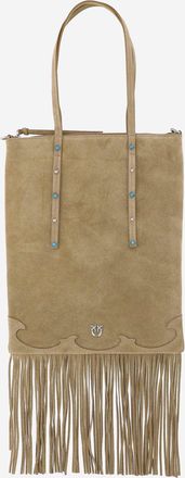Pinko Pinko Wildleder-Einkaufstasche mit Fransen