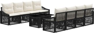 vidaXL Conjunto De Sof&aacute;s De Jard&iacute;n 9 Uds. Negro Y Blanco Crema Vidaxl