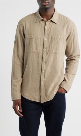 AG - Adriano Goldschmied Wayne Button-Up Work Shirt in Khaki Sand at Nordstrom, Size Xx-Large