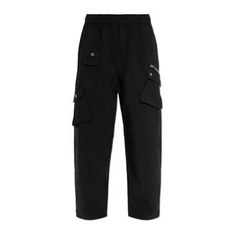 Ganni Wide Trousers, female, Black, Size: M Cargo Trousers