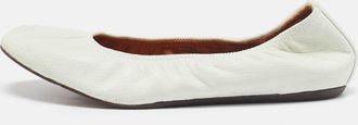 Lanvin White Leather Scrunch Ballet Flats