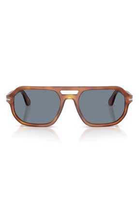 Persol 59mm Guido Pillow Sunglasses in Terra Di Siena /Light Blue at Nordstrom