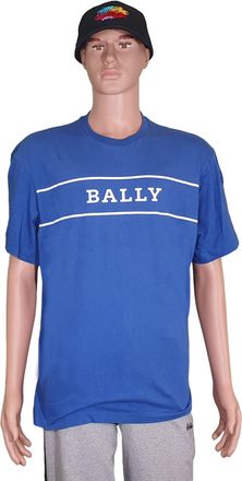 Bally 6240604 Mens Blue Cotton Printed Logo T-Shirt