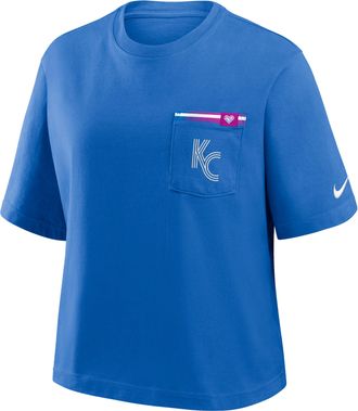 Nike Kansas City Royals City Connect Pocket Boxy Nike Womens MLB T-Shirt in Blue | 11CM44UROY-3GZ