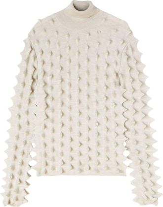 AMBUSH spiked turtleneck jumper - men - Polyamide/Virgin Wool - S - Neutrals