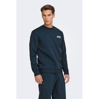 Only & Sons sweater met backprint donkerblauw