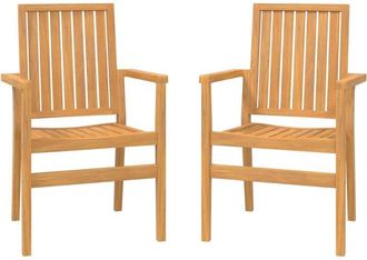 vidaXL Vidaxl - Sillas De Jard&iacute;n Apilables 2 Uds Madera De Teca 56,5x57,5x91 Cm
