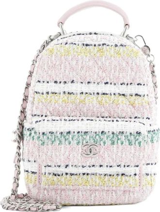 Chanel Classic CC Chain Pocket Quilted Tweed Mini backpack - Roze