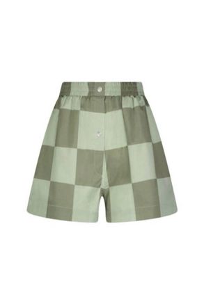 Matthew Bruch Womens Boxer Short In Sage Checkerboard