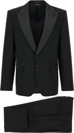 Dolce & Gabbana Black Solid Peaked Lapel Suit