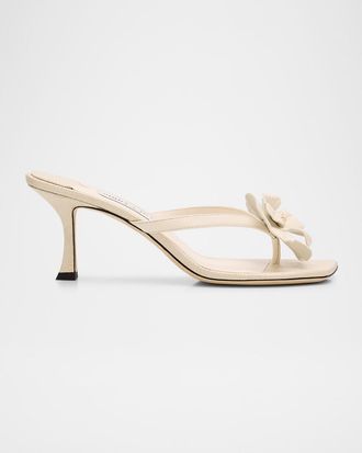 Jimmy Choo London 70mm Freja Flower Leather Sandals