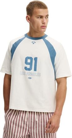 Cotton On Mens Cropped Fit Graphic T-Shirt in Vintage White Copen Blue La at Nordstrom, Size Xx-Large