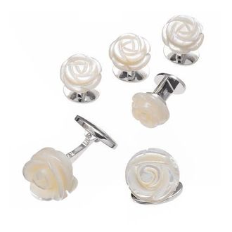 Jan Leslie Rose Carved Sterling Cufflinks and Stud Sets in White at Nordstrom