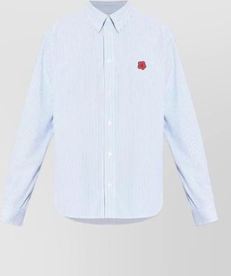 Kenzo long sleeve silk nylon shirt striped embroidered