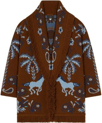 Alanui Brown Knitted Shawl Neck Cardigan