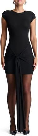 Naked Wardrobe Cascade Detail Body-Con Minidress in Black at Nordstrom Rack, Size Large