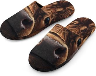 Generic Calf Cow Bull Nose Mens House Slippers Slip Indoor Slipper On Shoes Warm Outdoor