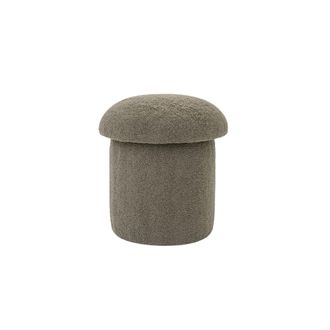 Really Nice Things Puf tapizado con tejido boucle rizado en forma de seta marron