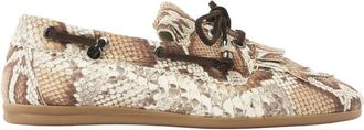 VIA VAI June Loua Slangenprint Mocassins - Dames - Bootschoenen - Beige - 41 EU - Leer - Schoenen