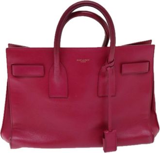 Saint Laurent Sac De Jour Carryall Bag Leather Pink Leather Bag (Pre-Owned)