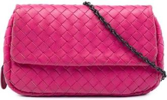 Bottega Veneta Pre-owned Woven Leather Crossbody Bag - Dames - Vintage Schoudertas - Roze - ONE Size - Leer - Vintage