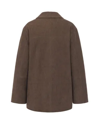 Max Mara Womens Suede Jacket With Shirt Collar Taupe Lambskin