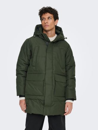 Only & Sons Parka ONLY & SONS ONSCAM PARKA OTW, Herren, Gr. XXL, forest night, Web, Obermaterial: 100% Polyester, unifarben, Windstopperb&uuml;ndchen, Jacken Parka
