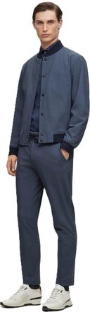 HUGO BOSS Mens Solid Patterned Ribbed Cuff Bomber Jacket in Blue - Size 36 (Chest)