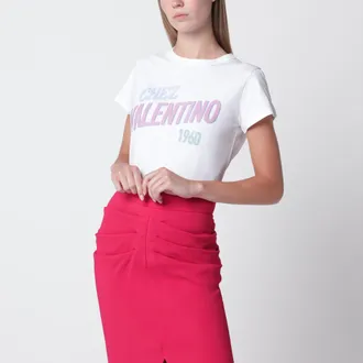 Valentino White cotton T-shirt with logo print