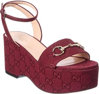 Gucci Horsebit Gg Supreme Canvas & Leather Sandal