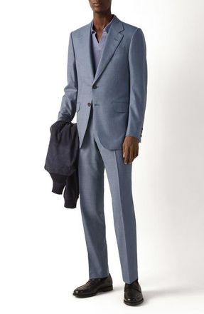 Ermenegildo Zegna Regular Fit Light Blue Glen Check Centoventimila Wool Suit at Nordstrom, Size 40 Us