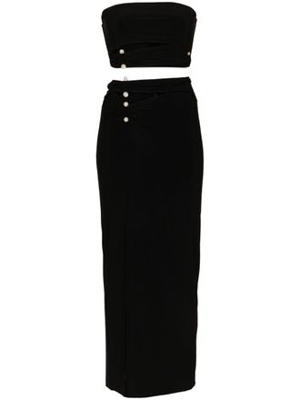 Nissa faux pearl-embellished skirt set - women - Polyester/Spandex/Elastane - 36 - Black