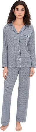 Eberjey Gisele Printed Long Pj Set Womens Pajama Sets Seashell Navy/Navy : 2XL, Spandex/Modal/Jersey