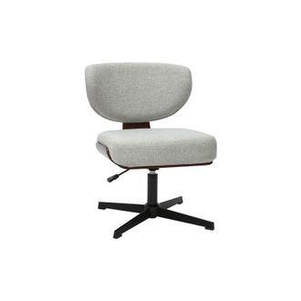 Miliboo Silla De Oficina De Madera Y Tela De Efecto Terciopelo Texturizado Gris Hanz