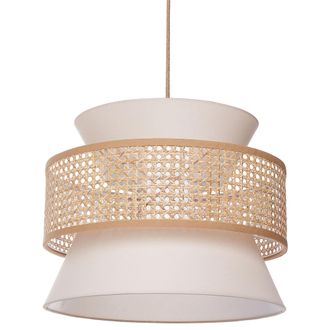 Beliani L&aacute;mpara De Techo De Poli&eacute;ster Rat&aacute;n Algod&oacute;n Natural Beige167 Cm Luyano