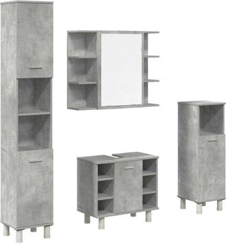 vidaXL Juego Muebles De Ba&ntilde;o 4 Pzas Madera Contrachapada Gris Hormig&oacute;n Vidaxl