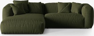 MICADONI Modulares 3-Sitzer Design Ecksofa Martina - Strukturstoff Grün