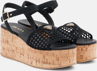Prada Crochet wedge sandals