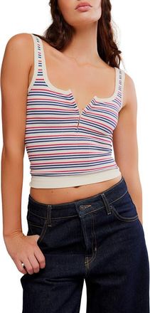 Free People Simply Soft Stripe Tank in Peri Combo at Nordstrom, Size Large
