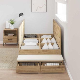 vidaXL Struttura letto con contenitore con cassetto rovere artigianale vidaXL