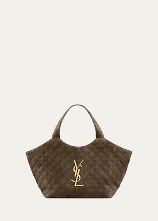 Saint Laurent Icare Medium Quilted Suede Tote Bag